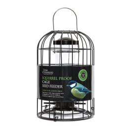 Squirrel proof cage seed feeder